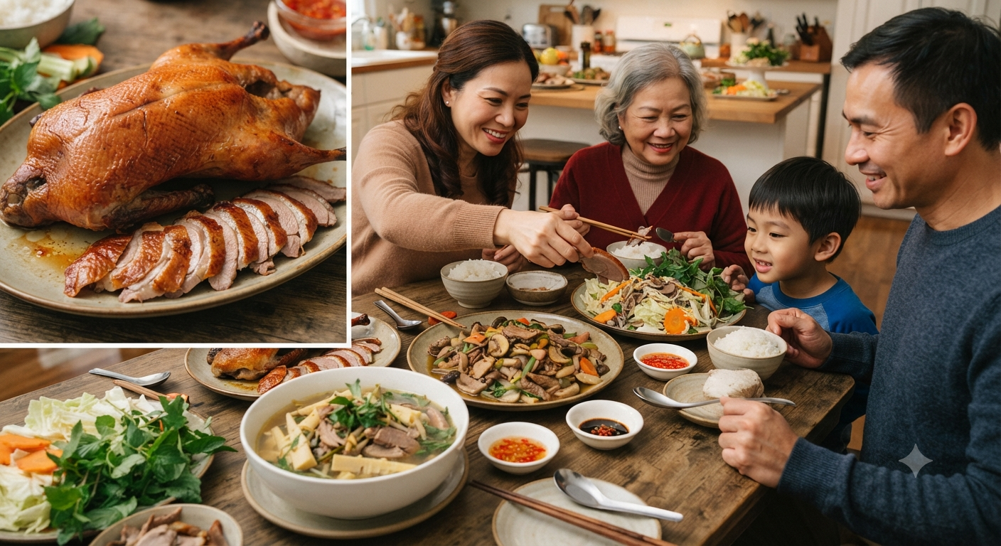 Các cách kết hợp vịt quay trong mâm cơm gia đình