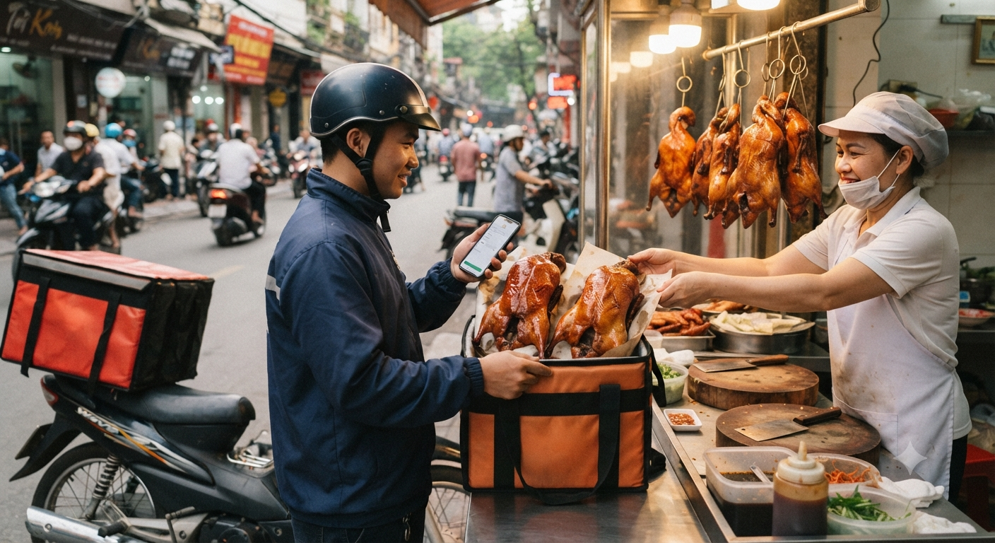 Dịch vụ giao hàng và đặt vịt quay